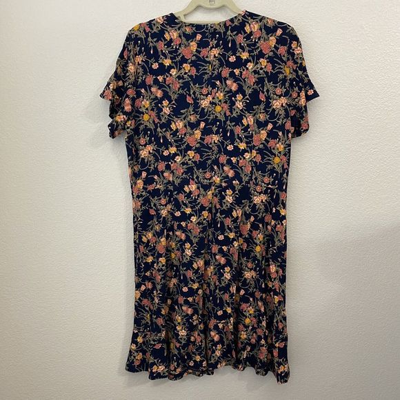 LOFT Ann Taylor Dress Womens Size 14 Floral Faux Wrap Multicolor - Picture 2 of 7
